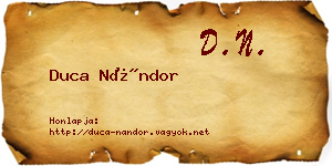 Duca Nándor névjegykártya